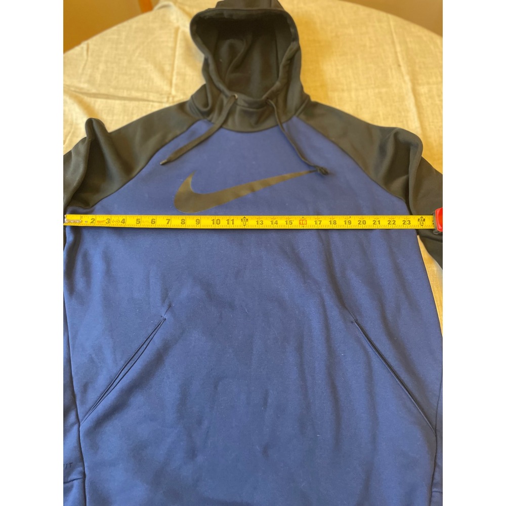 Nike Dri-FIT Pullover Hoodie Mens XL Blue Black Swoosh Athletic Sweatshirt - Picture 4 of 10